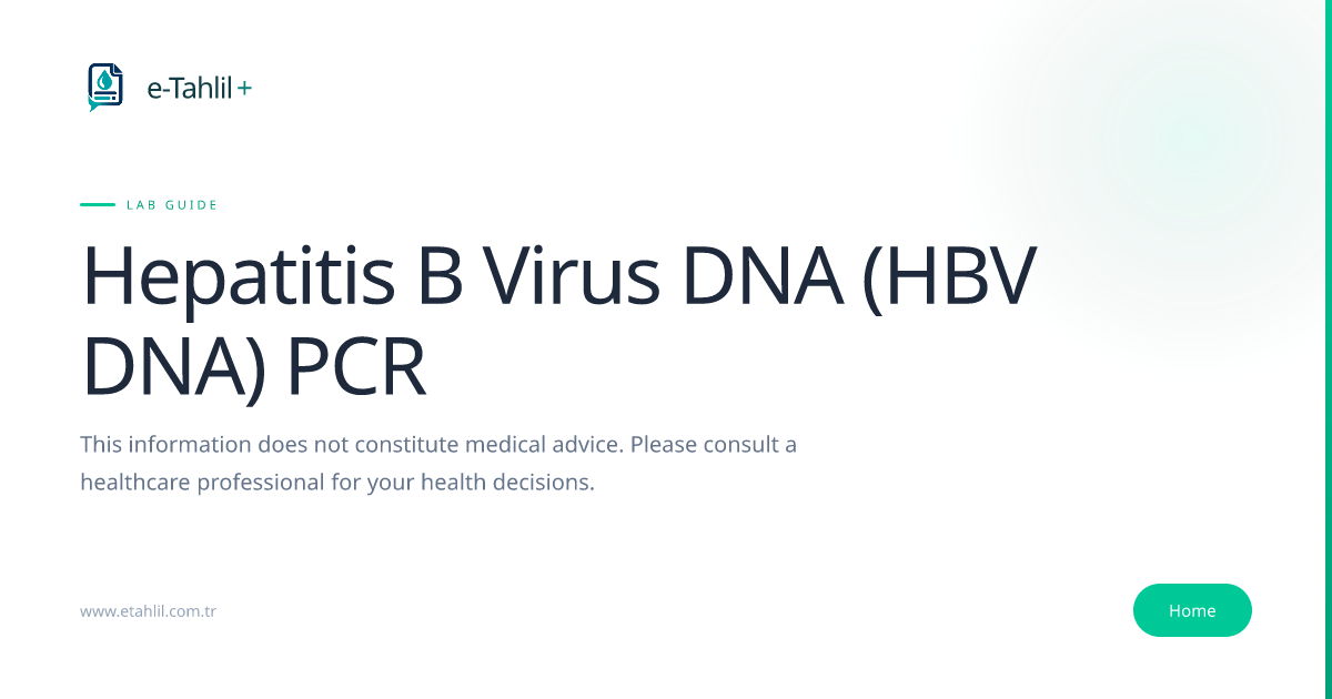 HBV DNA (PCR) Test: Levels, Interpretation | e-Tahlil+