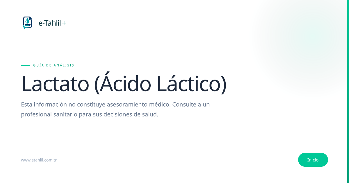 Lactato (Ácido Láctico): Valores Normales y Causas Altos | e-Tahlil+